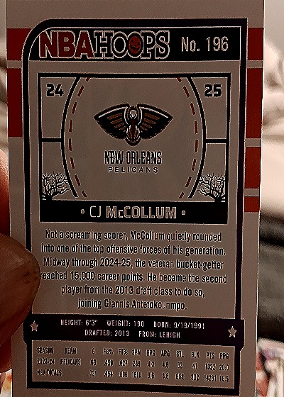 2024-25 Panini Haunted Hoops #196 CJ McCollum — back