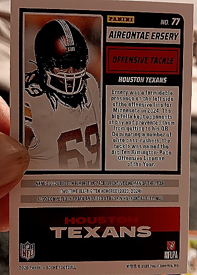 2025 Panini Score #77 Aireontae Ersery — back