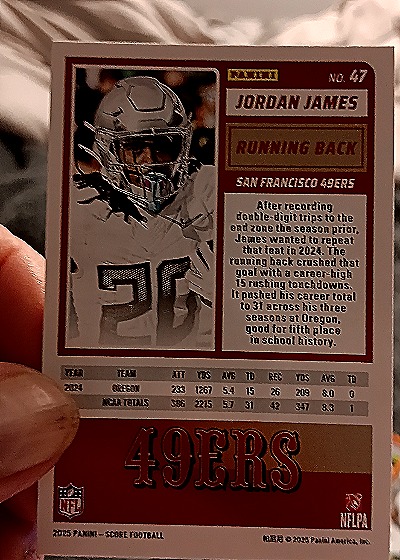 2025 Panini Score-A-Treat #RC Jordan James — back