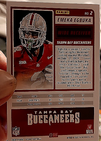 2025 Panini Score-A-Treat #2 Emeka Egbuka — back