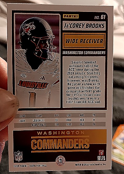 2025 Panini Score-A-Treat #RC Ja'Corey Brooks — back