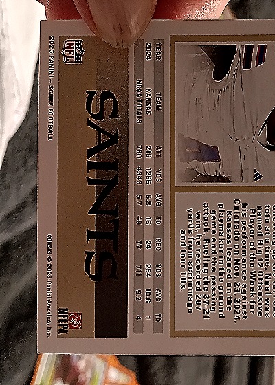 2025 Panini Score #RC Devin Neal — back