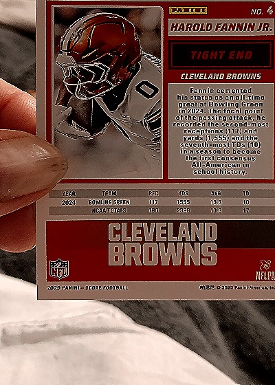 2025 Panini Score A Treat #4 Harold Fannin Jr. — back