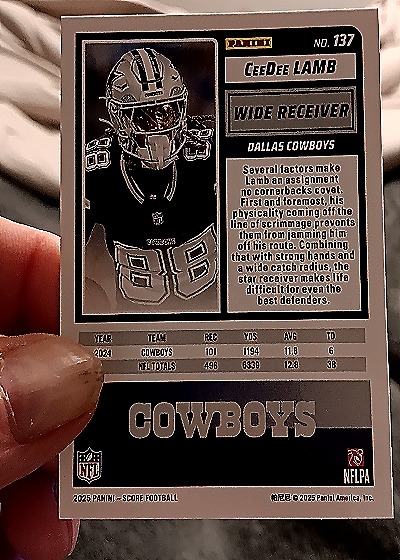 2025 Panini Score #137 CeeDee Lamb — back