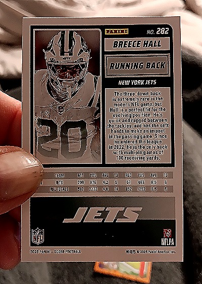 2025 Panini Score #282 Breece Hall — back