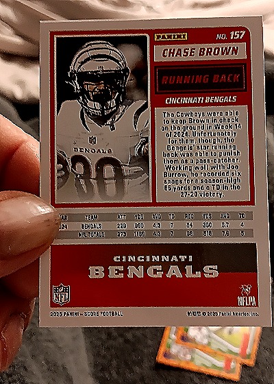 2025 Panini Score-A-Treat #157 Chase Brown — back