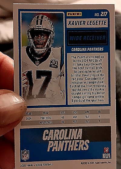 2025 Panini Score #217 Xavier Legette — back