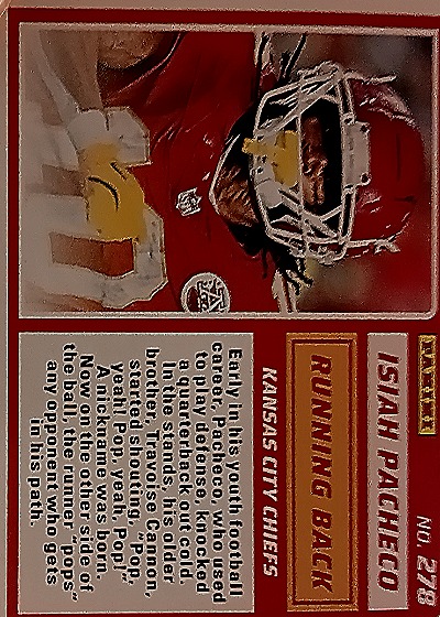 2025 Panini Score-A-Treat #278 Isiah Pacheco — back