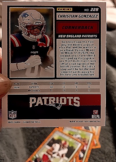 2025 Panini Score #228 Christian Gonzalez — back