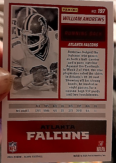 2025 Panini Score-A-Treat #197 William Andrews — back