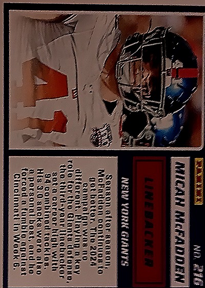 2025 Panini Score #216 Micah McFadden — back
