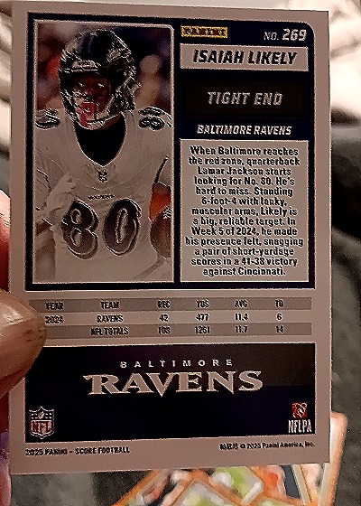 2025 Panini Score #269 Isaiah Likely — back
