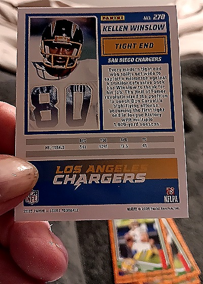 2025 Panini Score #270 Kellen Winslow — back