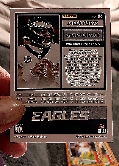 2025 Panini Score-A-Treat #84 Jalen Hurts — back