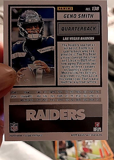 2025 Panini Score-A-Treat #128 Geno Smith — back