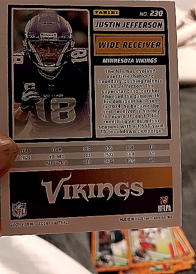 2025 Panini Score-A-Treat #230 Justin Jefferson — back