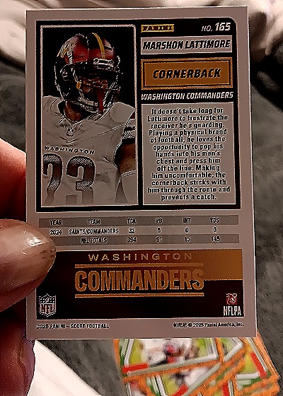 2025 Panini Score-A-Treat #165 Marshon Lattimore — back