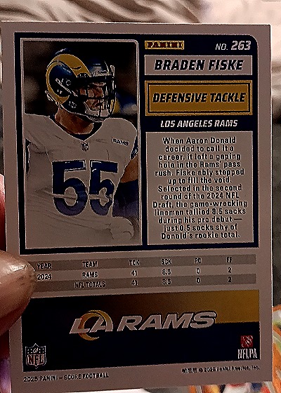 2025 Panini Score-A-Treat #263 Braden Fiske — back