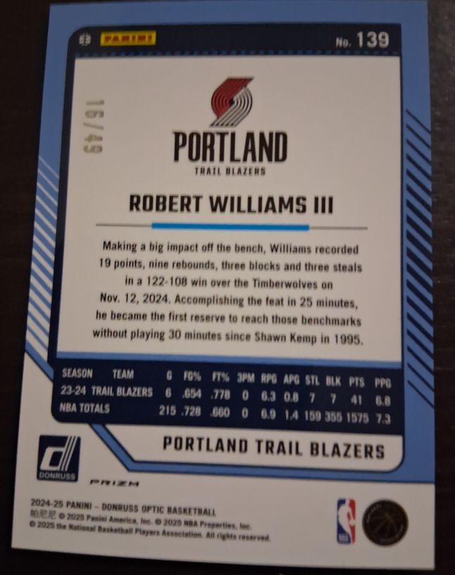 2024-25 Panini Donruss Optic #139 Robert Williams III — front
