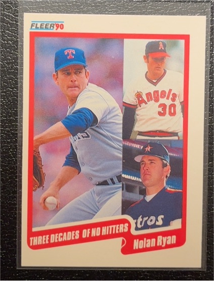 1990 Fleer Update #U-131 Nolan Ryan Three Decades of No Hitters — front