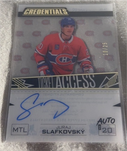2023-24 Upper Deck Credentials Debut Ticket Access #TA-JS Juraj Slafkovský — front