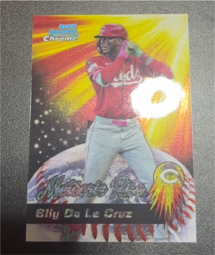 2025 Bowman Chrome #MR-23 Elly De La Cruz Meteoric Rise Mojo Refractor — front