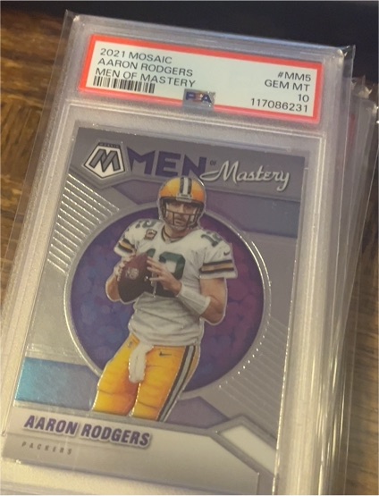 2021 Panini Mosaic #MM5 Aaron Rodgers Men of Mastery — front