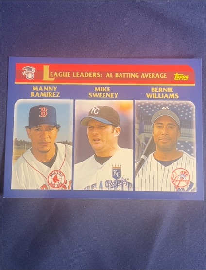 2003 Topps #337 American League Batting Average Leaders Manny Ramirez Mike Sweeney Bernie Williams — front
