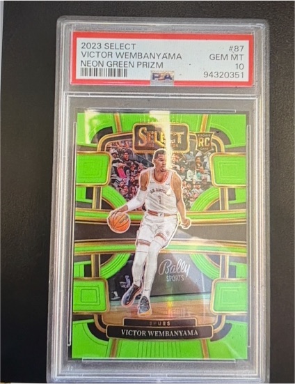 2023 Panini Select #87 Victor Wembanyama Neon Green Prizm — front