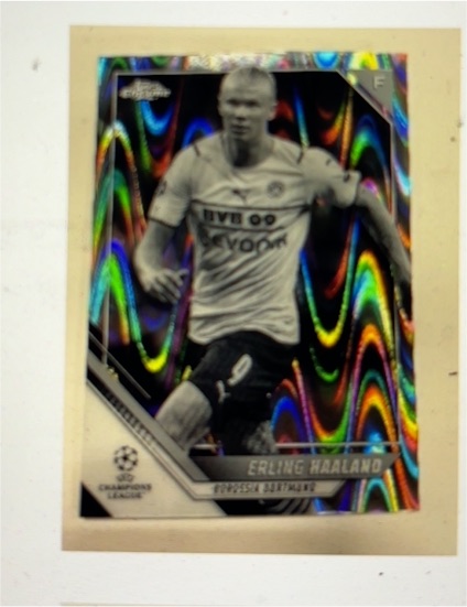 2021-22 Topps Chrome UEFA Champions League Black & White RayWave Refractor Erling Haaland — front