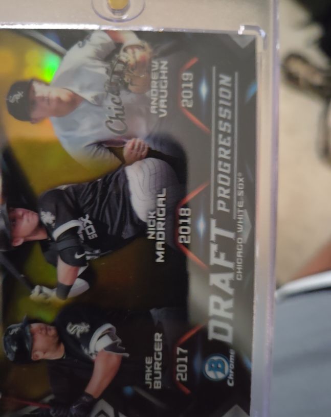 2019 Bowman Draft #DPR-CWS Andrew Vaughn / Nick Madrigal / Jake Burger Draft Progression — front