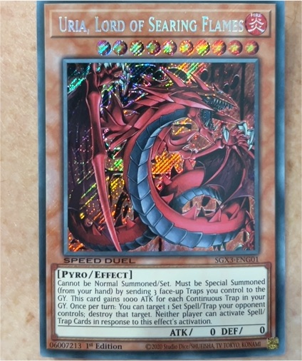 2020 Yugioh SGX3-ENG01 Uria, Lord of Searing Flames — front
