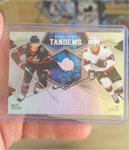 2023-24 Upper Deck Exquisite Collection Tandems #ET-BK Brady Tkachuk / Tim Stutzle — front