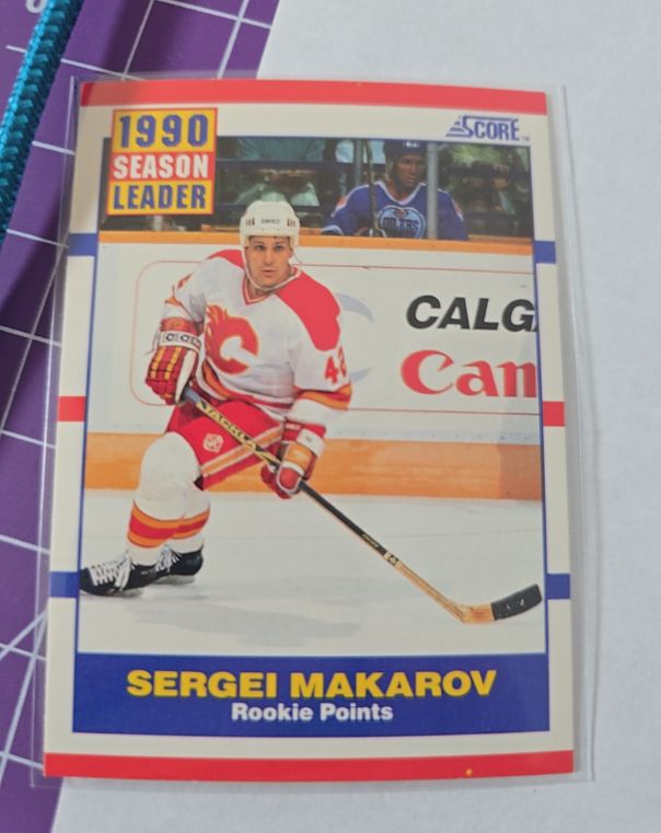 1990-91 Score #350 Sergei Makarov Calgary Flames — front