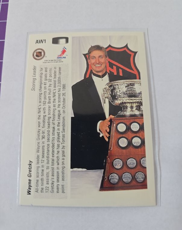 1991-92 Score Award Winners #AW1 Wayne Gretzky — front