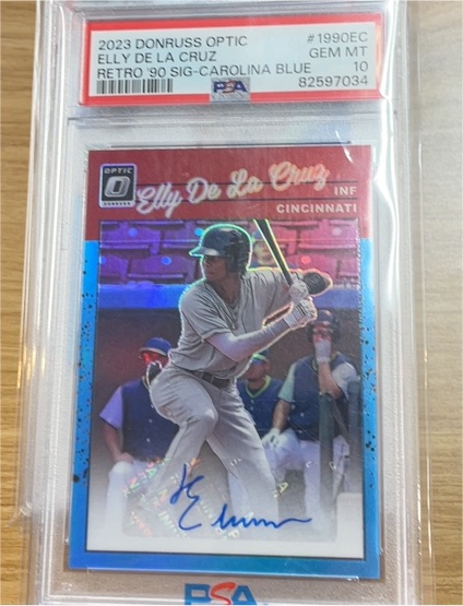 2023 Donruss Optic #1990EC Elly De La Cruz Retro 90 Sig-Carolina Blue — front