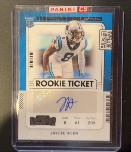 2021 Panini Contenders #144 Jaycee Horn Rookie Ticket — front