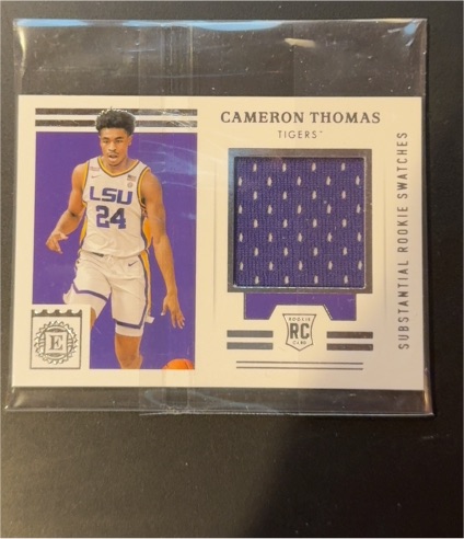2021 Panini Chronicles Draft Picks Encased Substantial Rookie Swatches Cameron Thomas — front