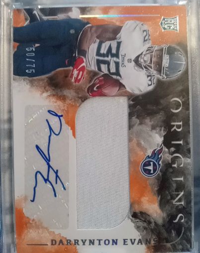 2020 Panini Origins #134 Darrynton Evans Rookie Patch Auto Jumbo Jersey Patch Titans — front
