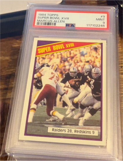 1984 Topps #9 Super Bowl XVIII Marcus Allen — front