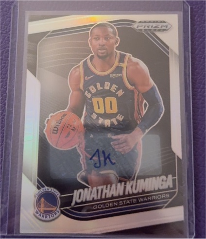 2024-25 Panini Prizm Black #122 Jonathan Kuminga Silver Prizm Auto — front
