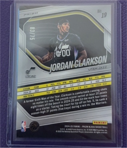 2024-25 Panini Prizm Black #19 Jordan Clarkson — front