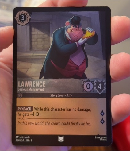 2023 Disney Lorcana Rise of the Floodborn #186 Lawrence Jealous Manservant — front