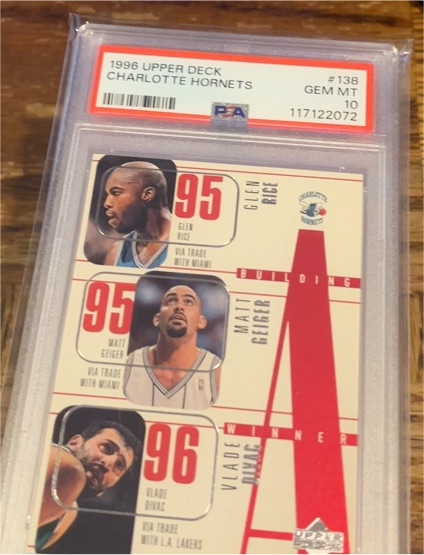 1996 Upper Deck #138 Glen Rice Matt Geiger Vlade Divac Charlotte Hornets — front