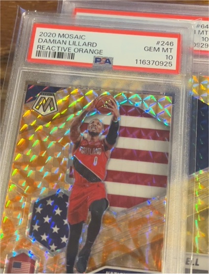 2020 Panini Mosaic #246 Damian Lillard Reactive Orange — front