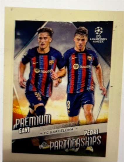 2022-23 Topps Finest UEFA #30 Gavi & Pedri FC Barcelona Premium Partnerships — front