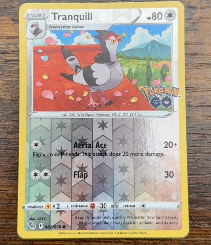 2022 Pokémon GO #062 Tranquill — front
