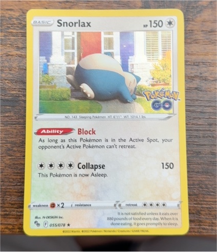 2022 Pokemon TCG Pokemon GO #055 Snorlax — front
