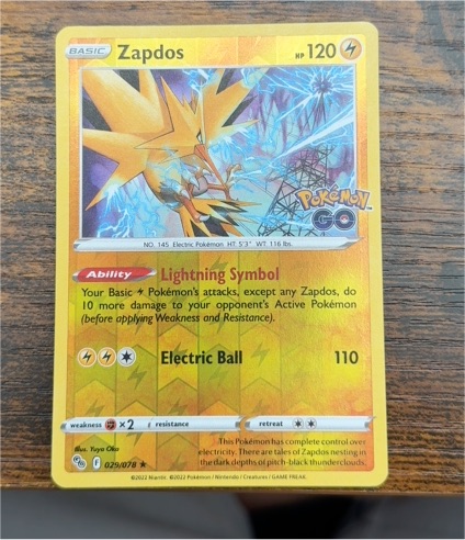 2022 Pokémon GO #029 Zapdos — front