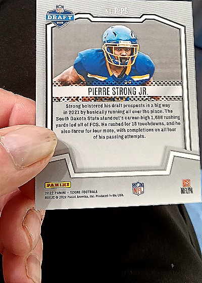 2022 Panini Score #P-PS Pierre Strong Jr. — back